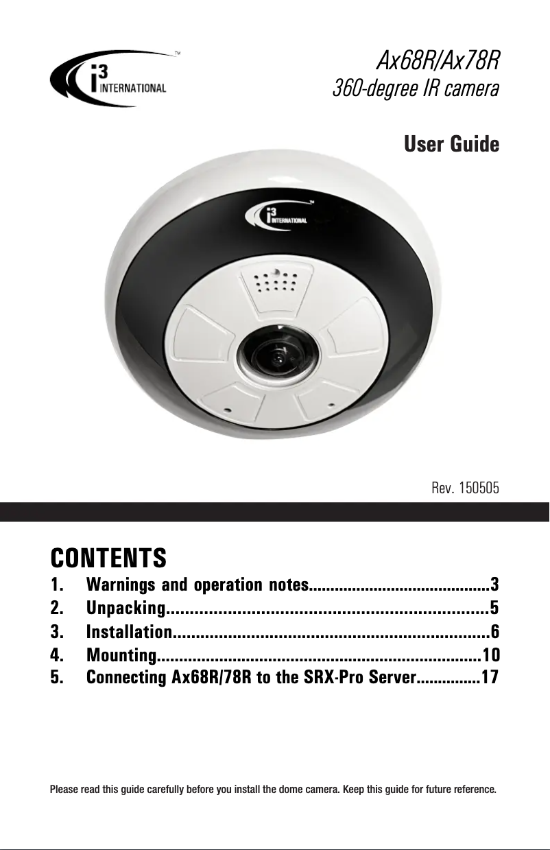Image de la première page du manuel de l'appareil Ax68R