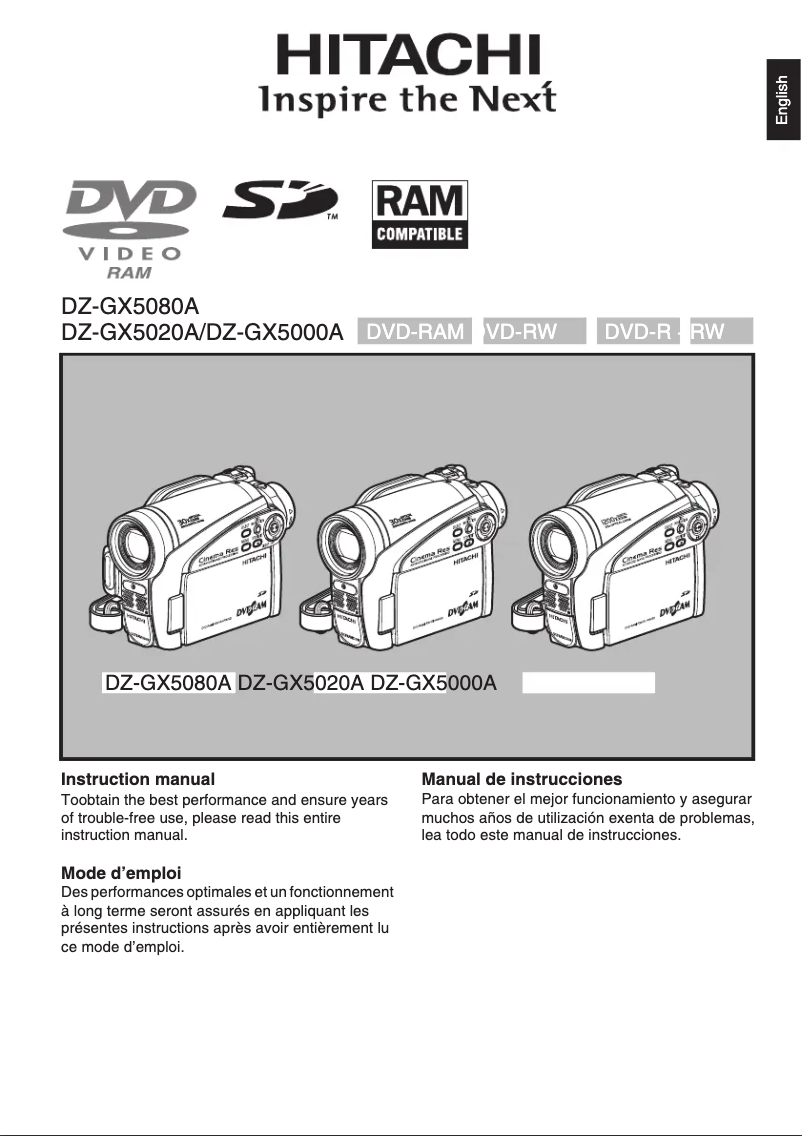 Página 1 del manual Manual de usuario Hitachi DZ-GX5020A