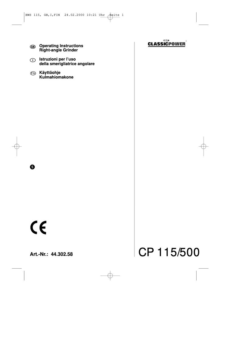 Página 1 del manual Manual de usuario Classic Power CP 115/500