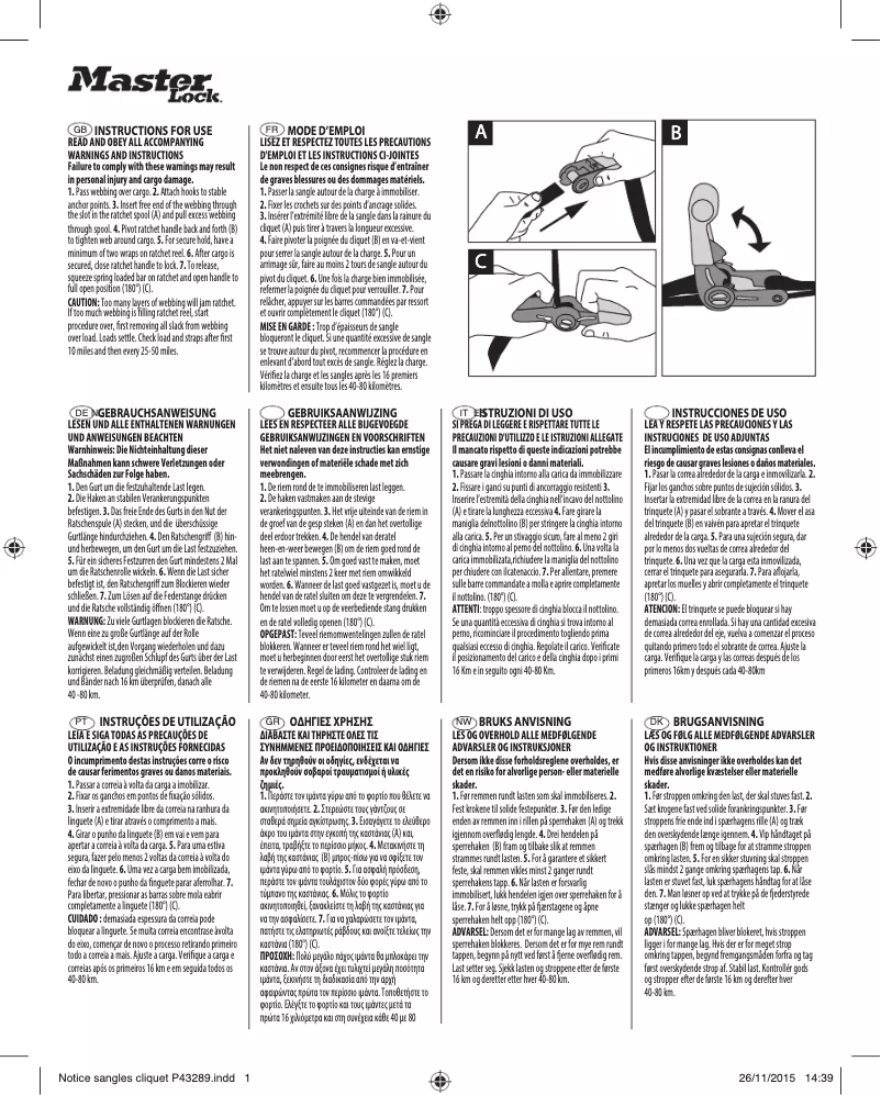 Page n°1 - Manuel utilisateur Master Lock 4360