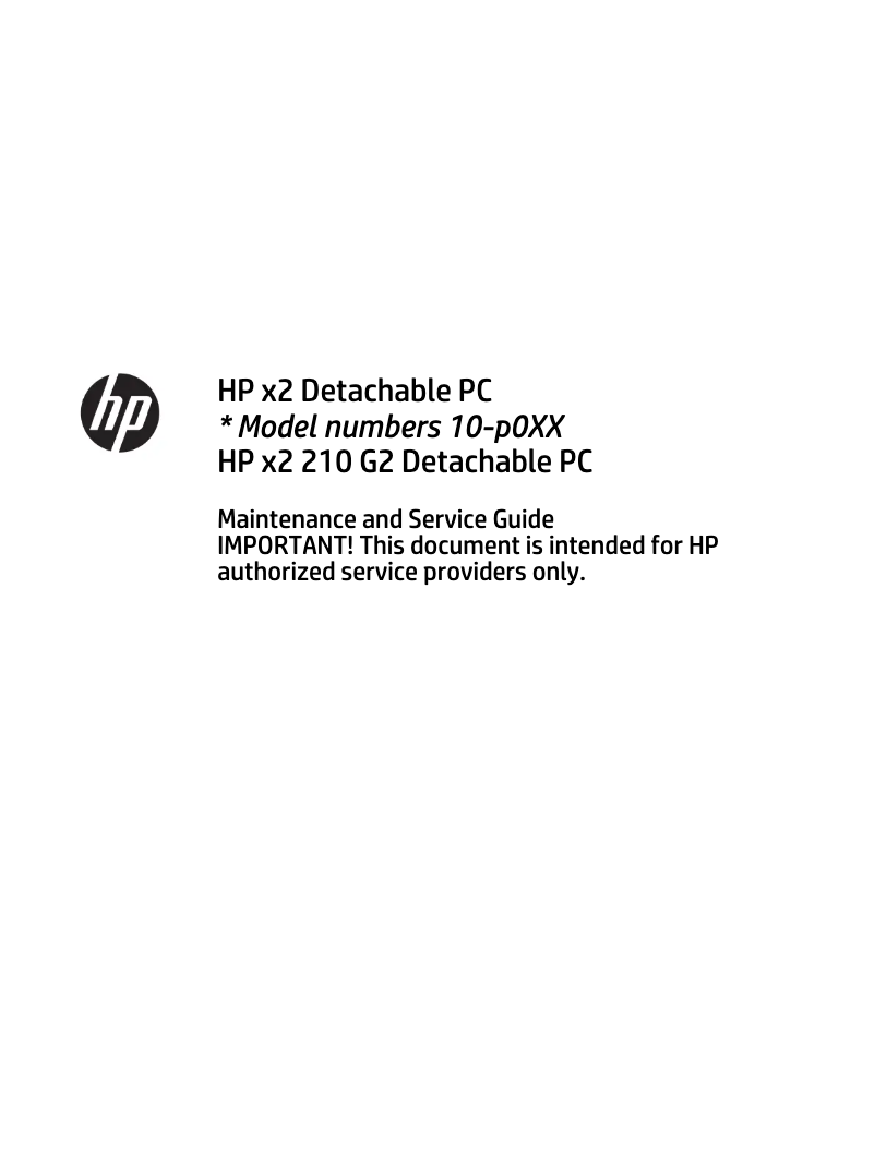 Page 1 de la notice Manuel d'utilisation et d'entretien HP X2 210 G2