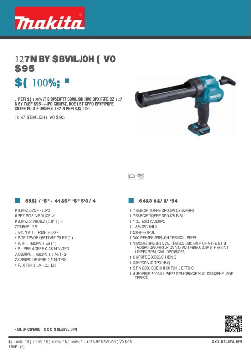 Page 1 de la notice Fiche technique Makita CG100DZA