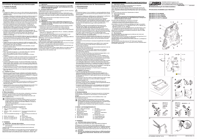 Page 1 de la notice Manuel utilisateur Phoenix Contact MINI MCR-2-TC-UI-PT