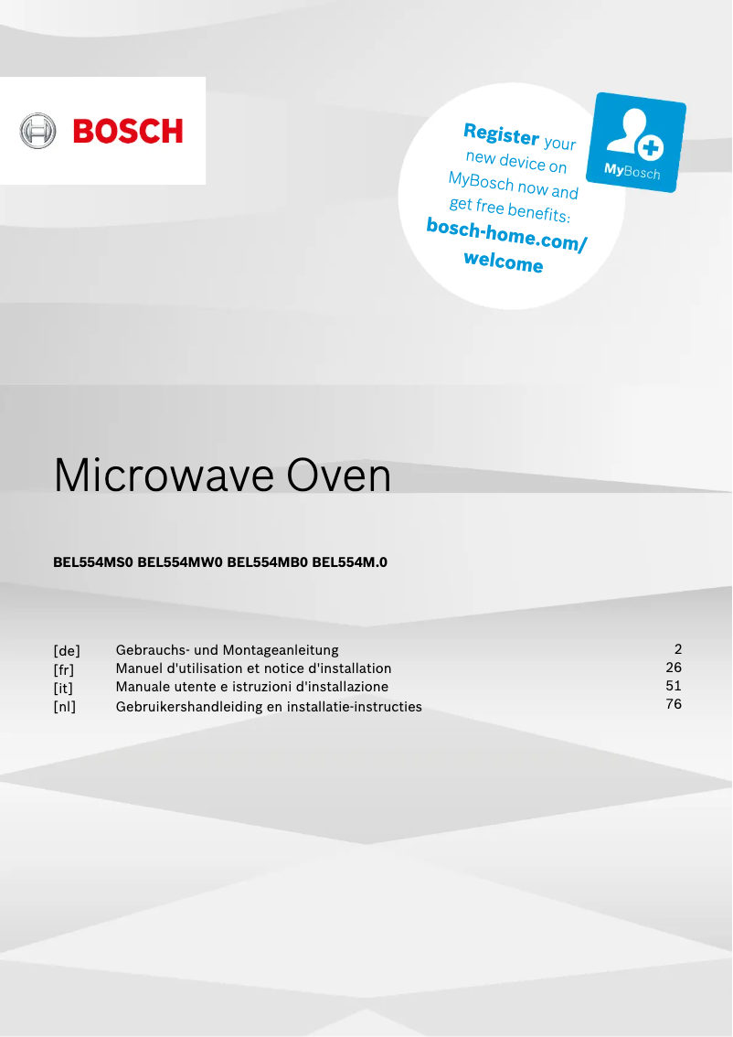 Page 1 of the manual Installation Guide Bosch BEL554MW0