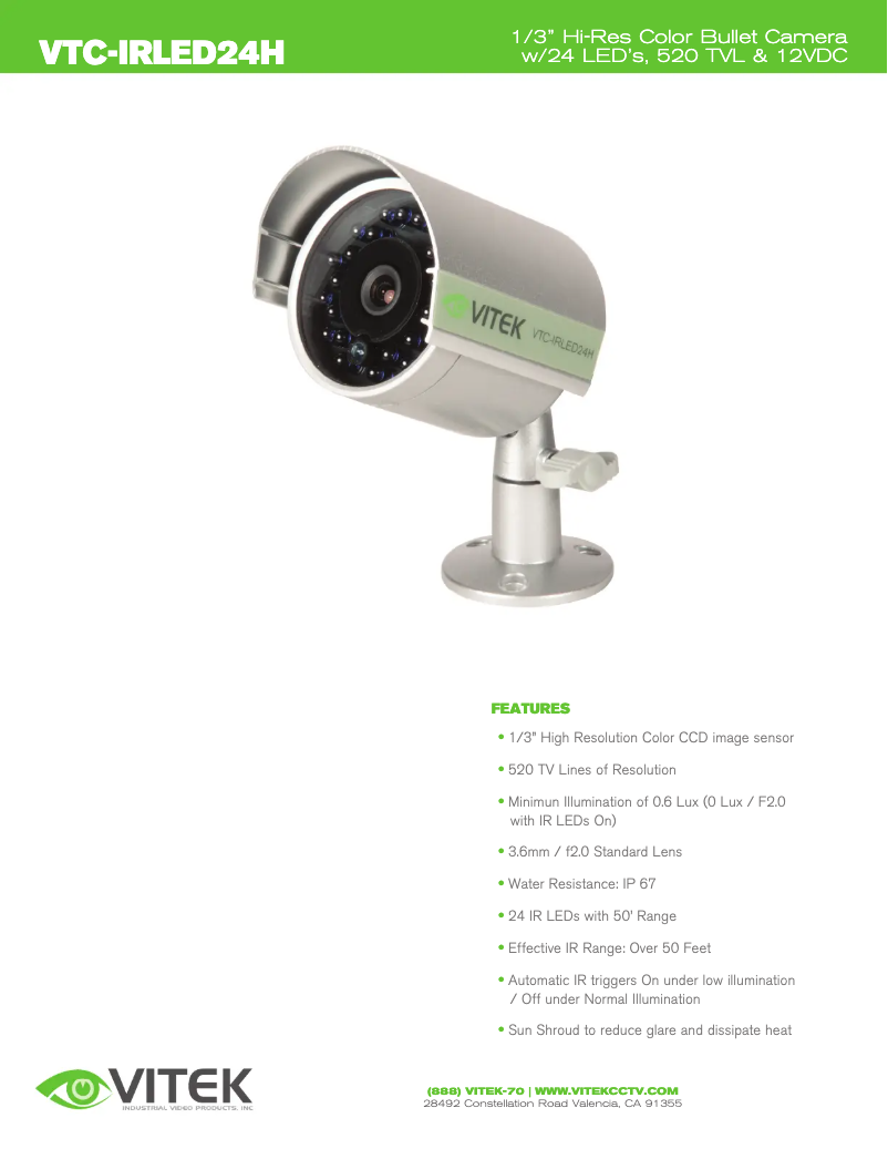 Page 1 de la notice Manuel utilisateur Vitek VTC-IRLED24H