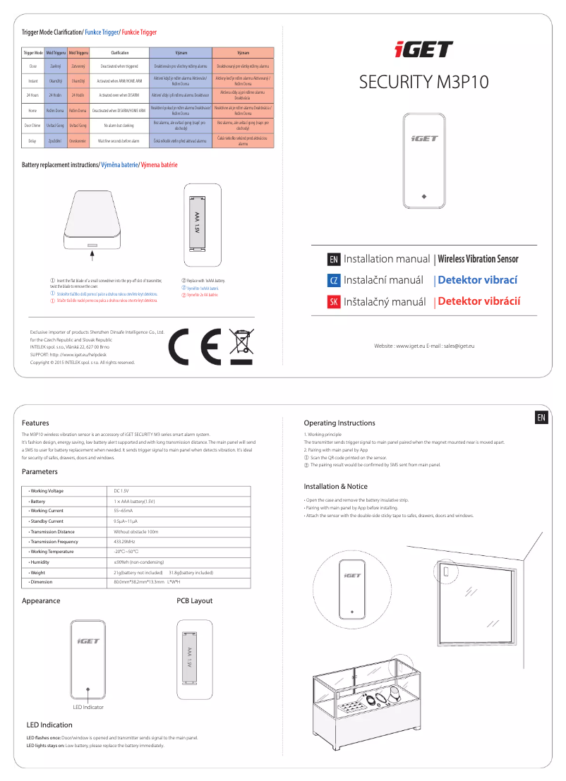 Page 1 de la notice Manuel utilisateur iGET SMART Security M3P10