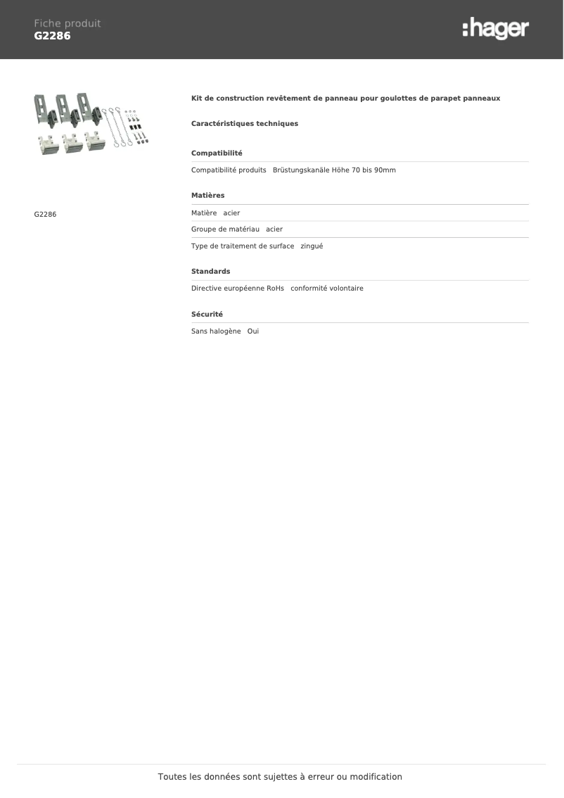 Page n°1 - Manuel utilisateur Hager G2286