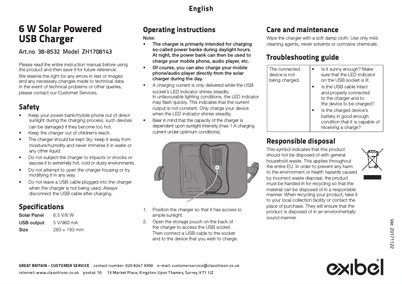 Page 1 de la notice Manuel utilisateur Exibel ZH1708143