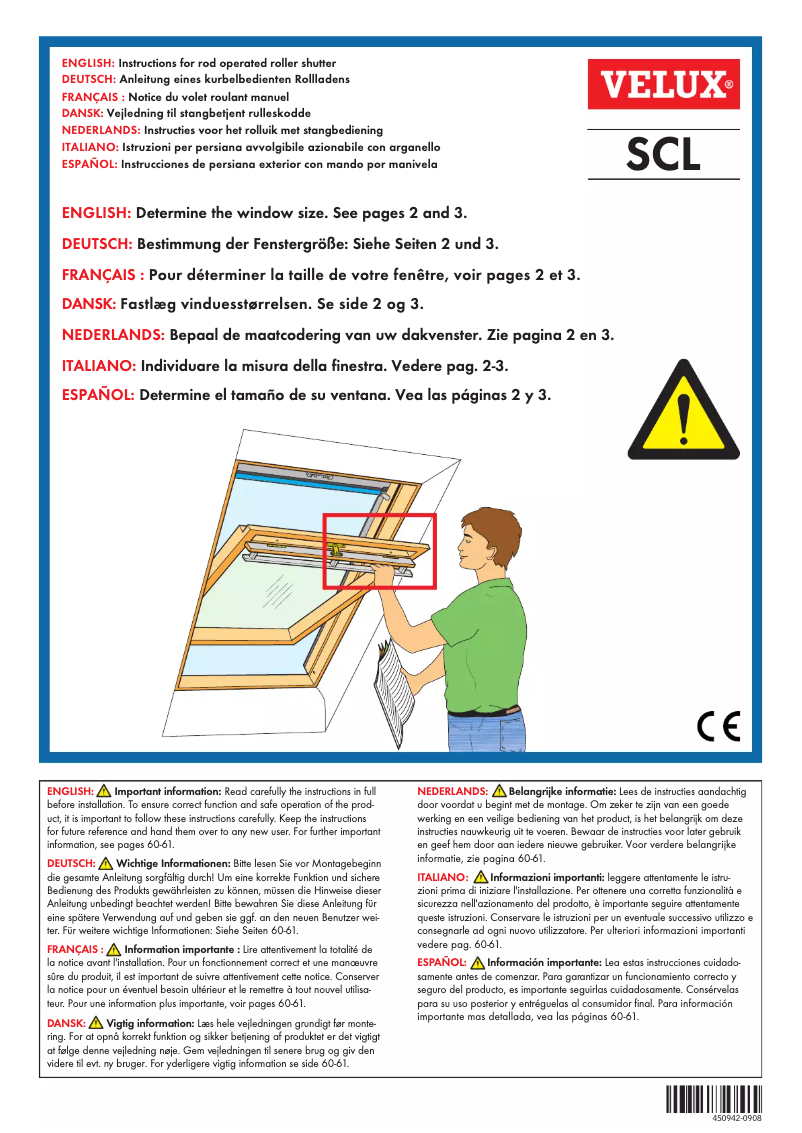 Page 1 de la notice Manuel utilisateur Velux SCL
