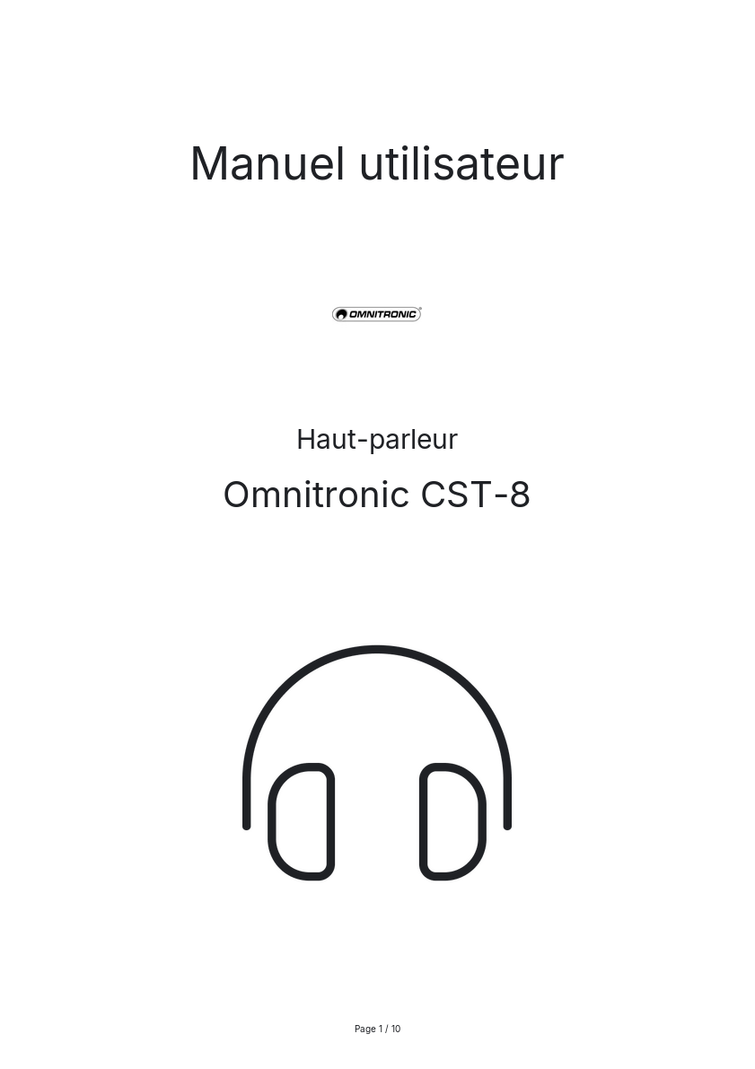 Page n°1 - Manuel utilisateur Omnitronic CST-8