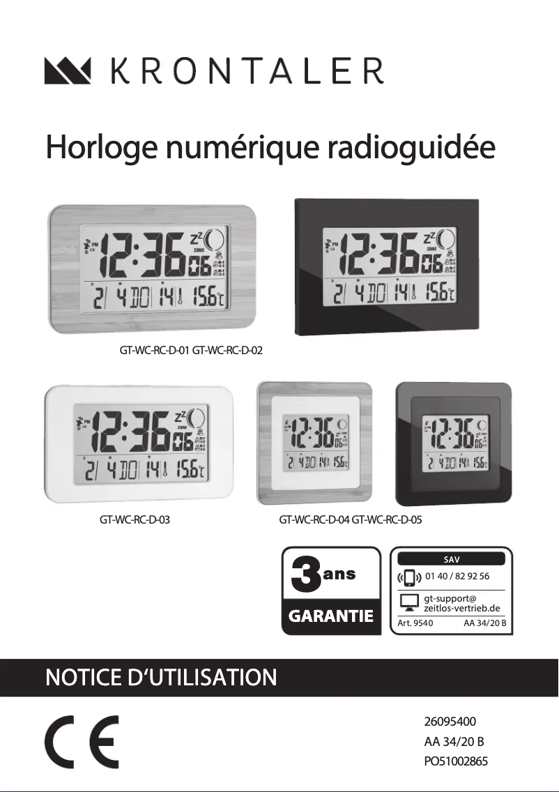 Page 1 de la notice Manuel utilisateur GlobalTronics WC-RC-D-02
