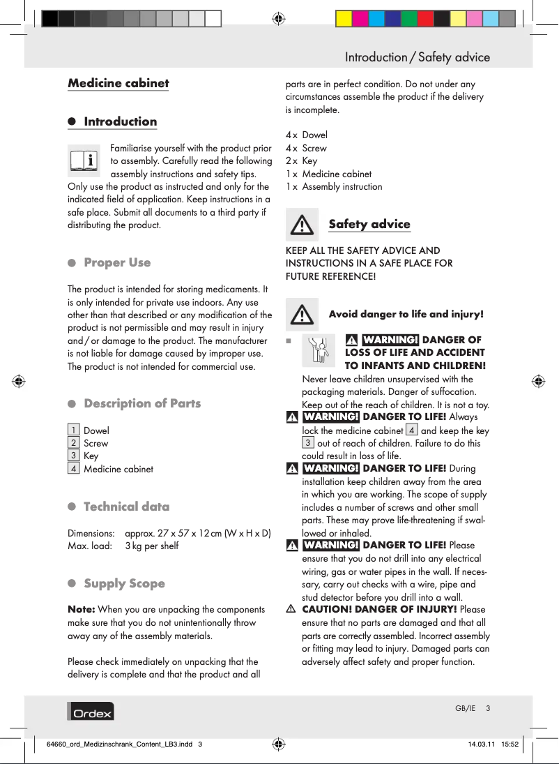 Page n°1 - Manuel utilisateur Ordex IAN 73372