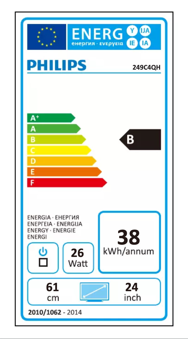 Page 1 of the manual Energy Label Philips Brilliance 249C4QHSB