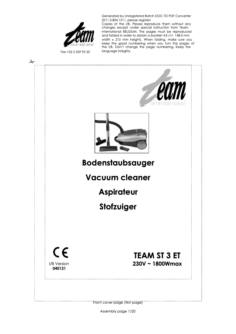 Página 1 del manual Manual de usuario Team ST 3 ET