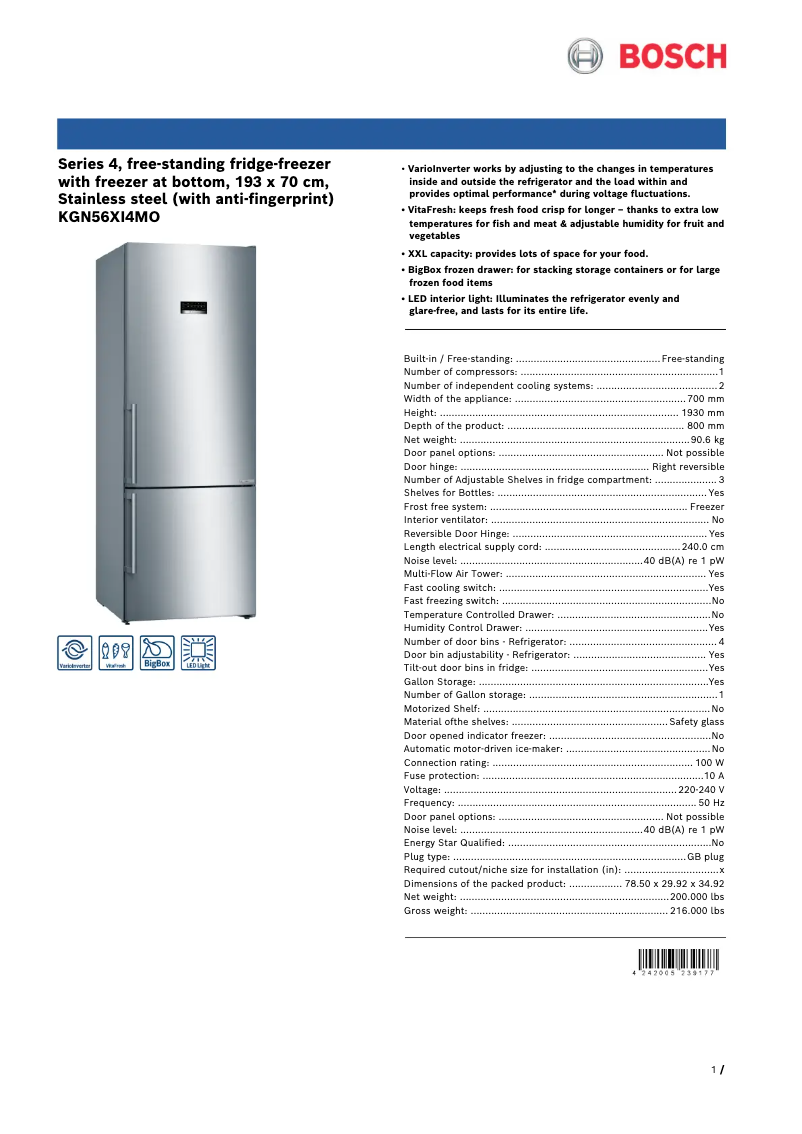 Image de la première page du manuel de l'appareil KGN56XI4MO