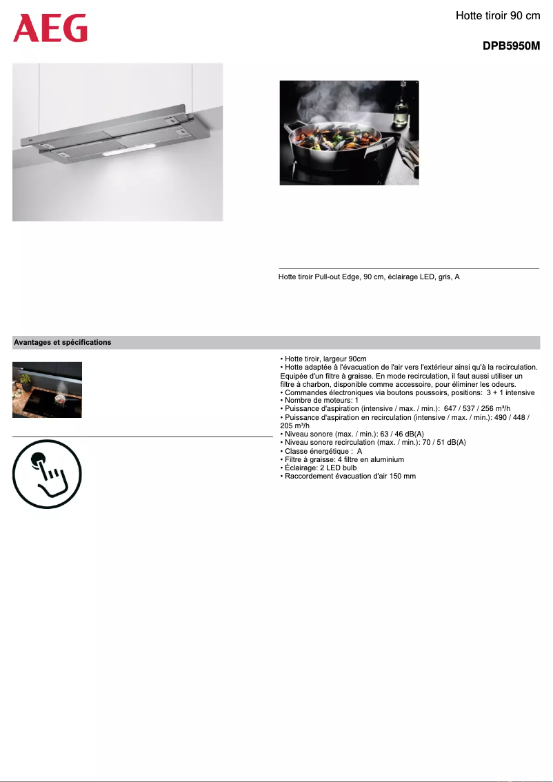 Page n°1 - Fiche technique AEG DPB5950M