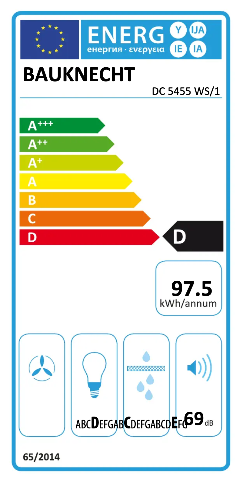 Page n°1 - Label énergétique Bauknecht DC 5455 WS/1