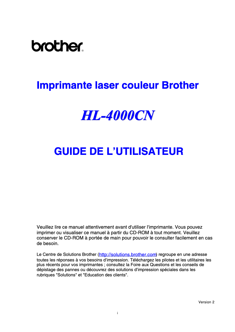 Page 1 de la notice Manuel utilisateur Brother HL-4000CN