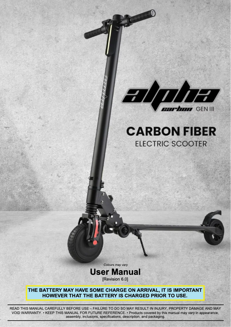 Page n°1 - Manuel utilisateur Alpha Carbon Gen III