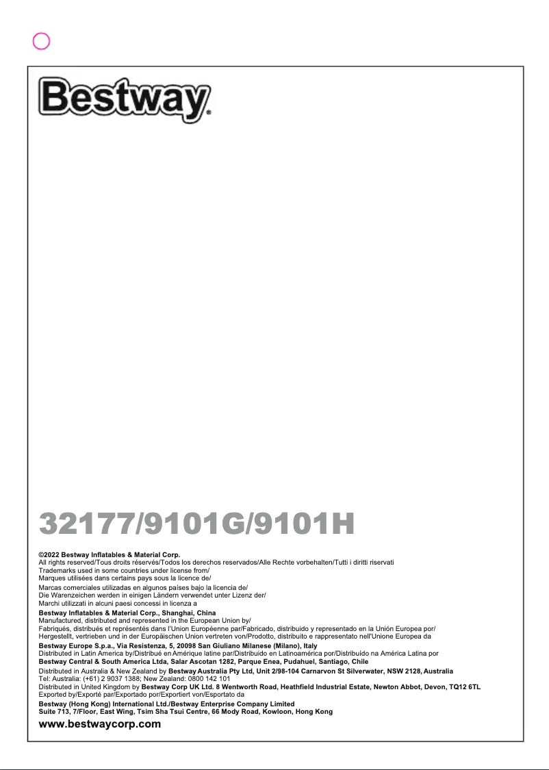 Page 1 de la notice Manuel utilisateur Bestway 32177