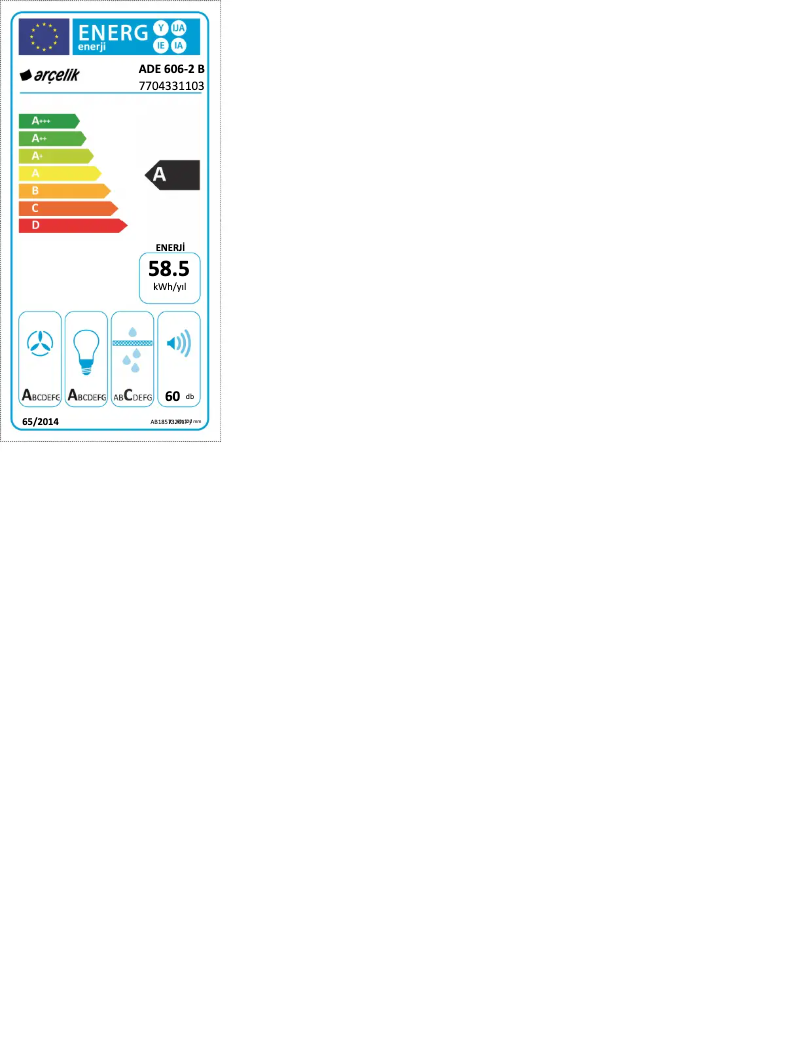 Page n°1 - Label énergétique Arçelik ADE 606-2 B