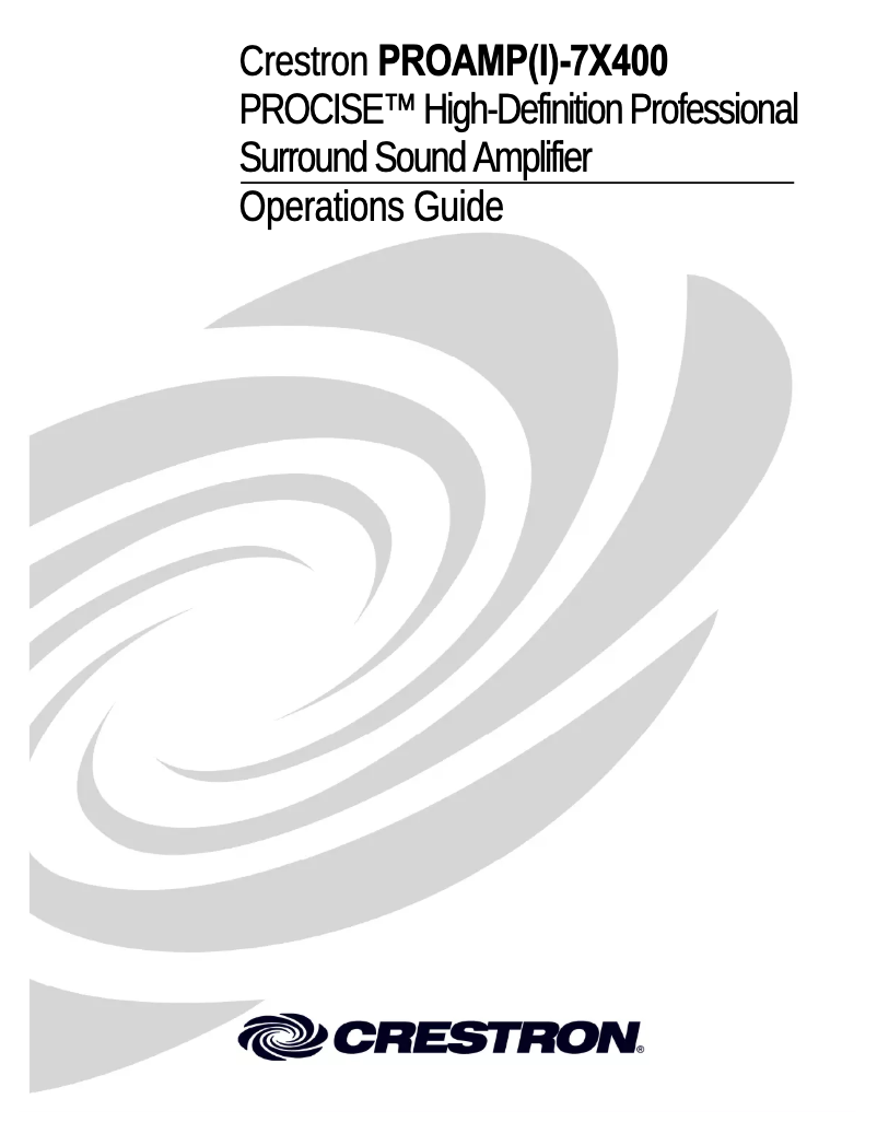 Page n°1 - Manuel utilisateur Crestron PROAMPI-7X400