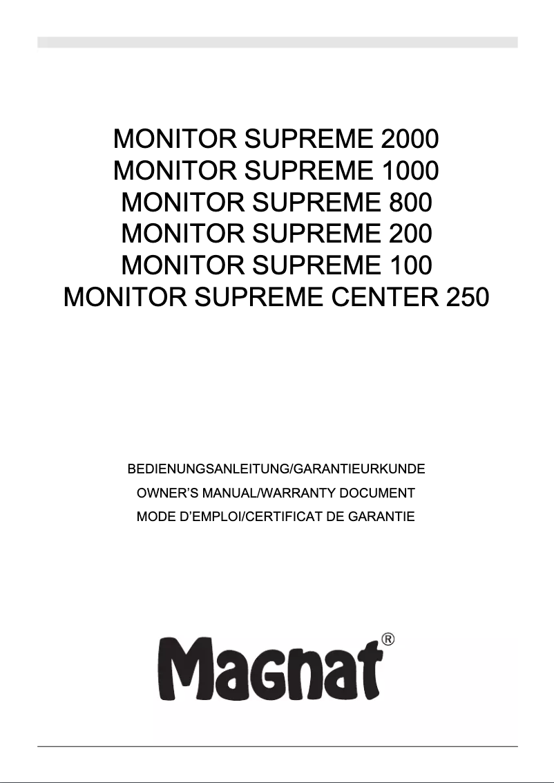 Page 1 de la notice Manuel utilisateur Magnat Monitor Supreme 200