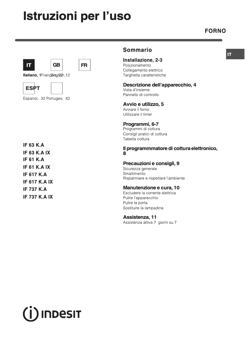 Image de la première page du manuel de l'appareil IF737 K A IX