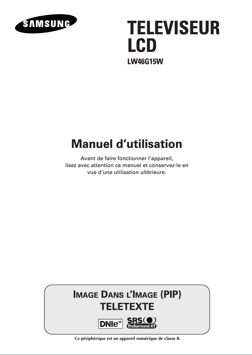 Page 1 de la notice Manuel utilisateur Samsung LW46G15W