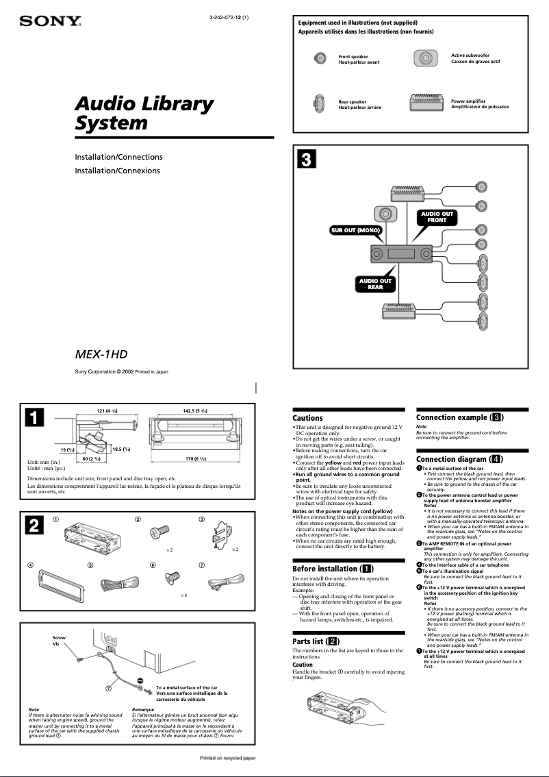 Imagen de la primera página del manual del dispositivo MEX-1HD