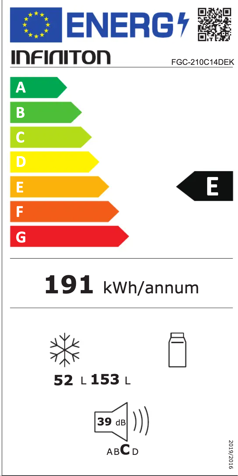 Page n°1 - Label énergétique Infiniton FGC-210C14DEK