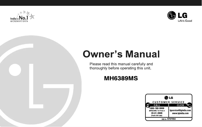 Página 1 del manual Manual de usuario LG MH6389MS