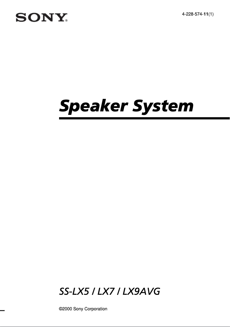 Página 1 del manual Manual de usuario Sony SS-LX9AVG