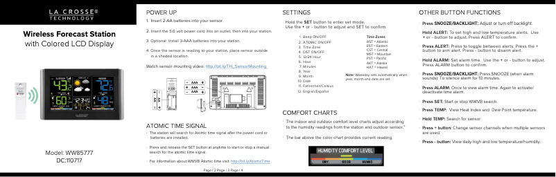 Page n°1 - Guide de démarrage rapide La Crosse Technology WW85777