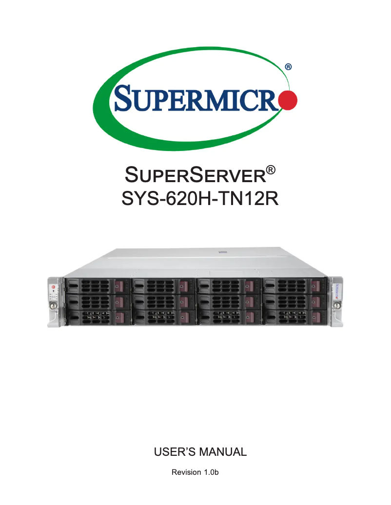 Page 1 de la notice Manuel utilisateur Supermicro SuperServer SYS-620H-TN12R