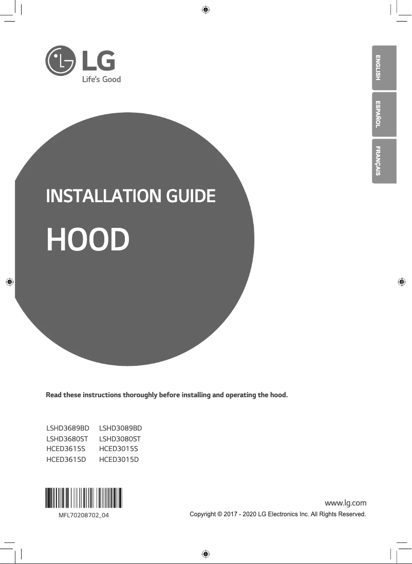 Page n°1 - Guide d'installation LG HCED3615S