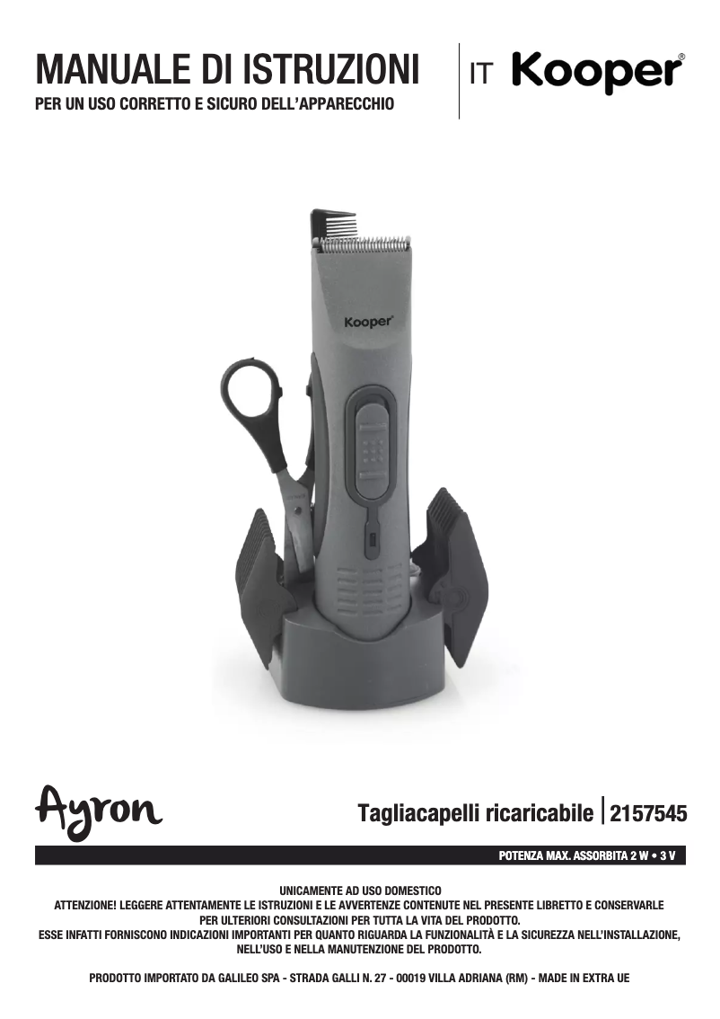 Page 1 of the manual User Manual Kooper 2157545