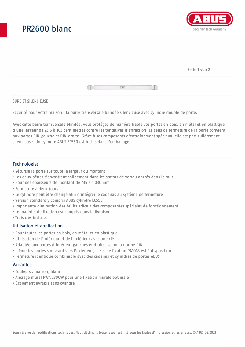 Image de la première page du manuel de l'appareil PR2600