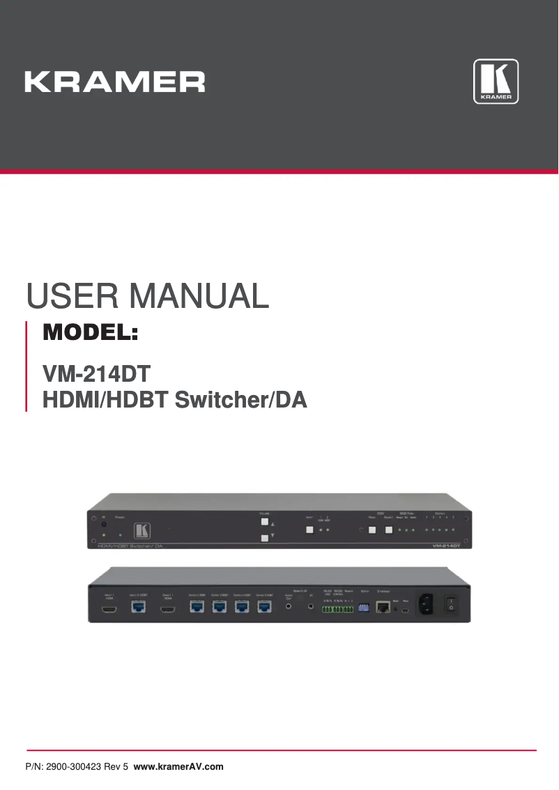 Page 1 de la notice Manuel utilisateur Kramer VM-214DT
