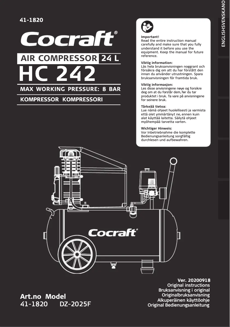 Image de la première page du manuel de l'appareil HC 242