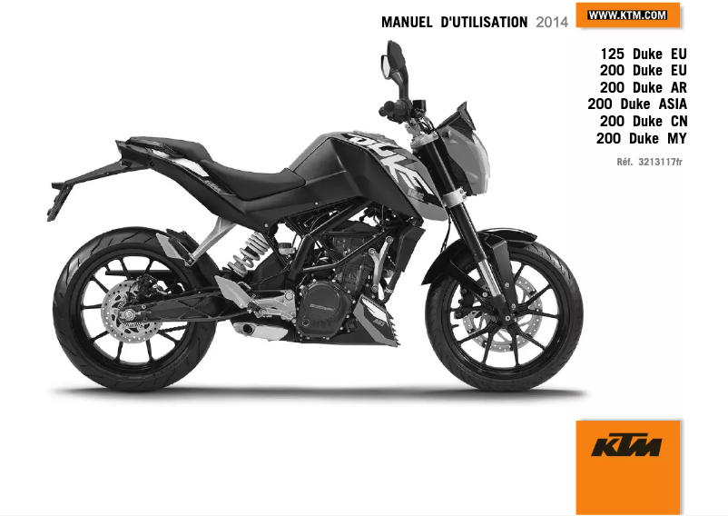 Page 1 de la notice Manuel utilisateur KTM 200 Duke (2014)