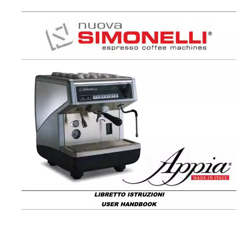 Page 1 de la notice Manuel utilisateur Nuova Simonelli Appia 1 Group V