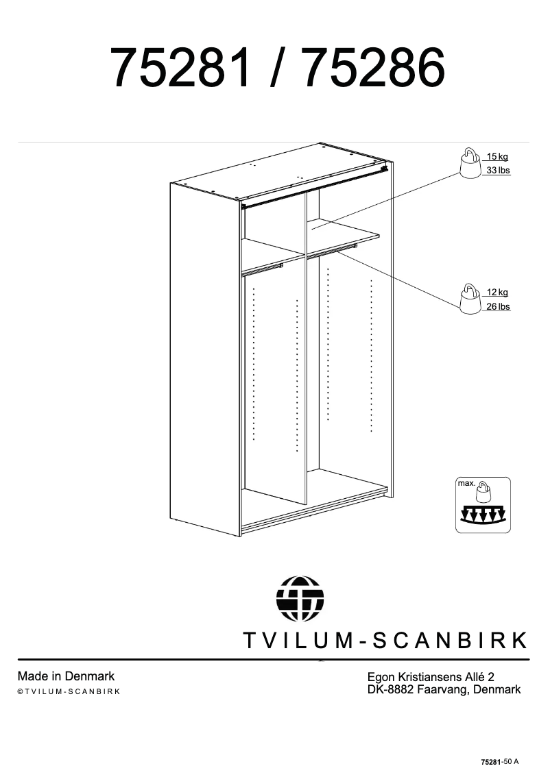 Page 1 de la notice Manuel utilisateur Tvilum 75286