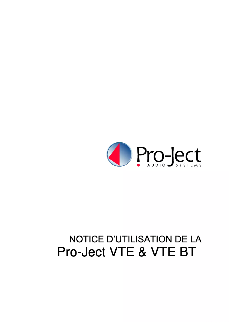 Page 1 de la notice Manuel utilisateur Pro-Ject VT-E BT