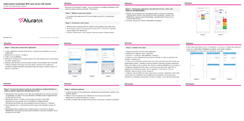 Page 1 de la notice Guide de démarrage rapide Aluratek AWS215F