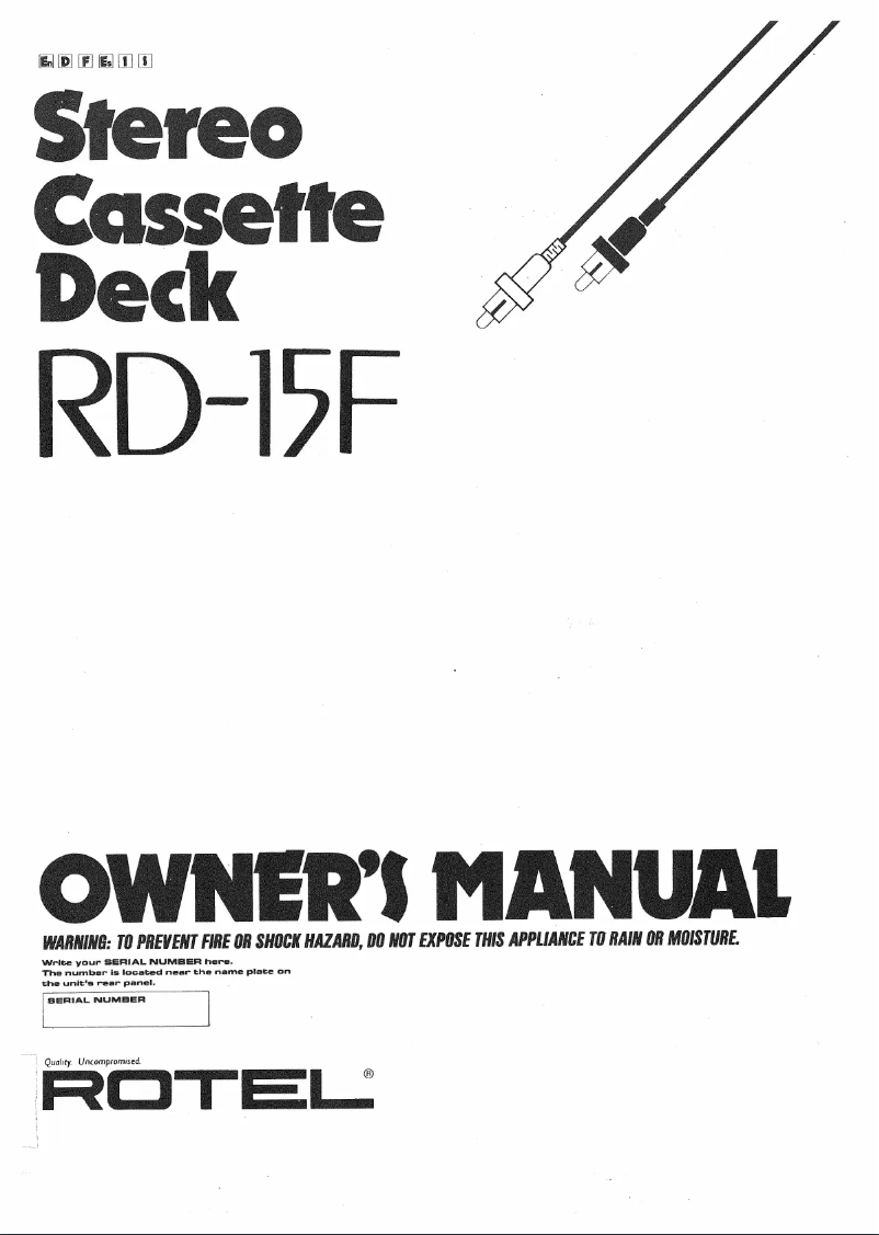 Page n°1 - Manuel utilisateur Rotel RD-15F