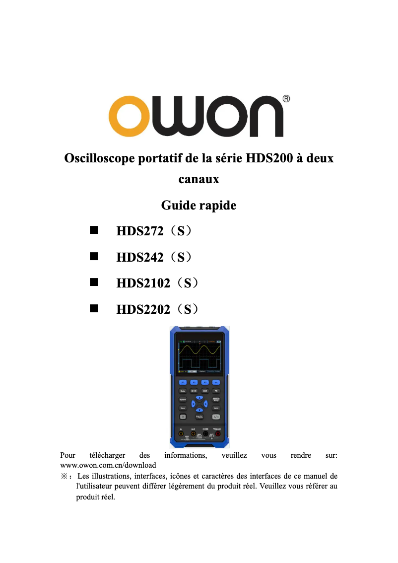 Page n°1 - Manuel utilisateur Owon HDS200
