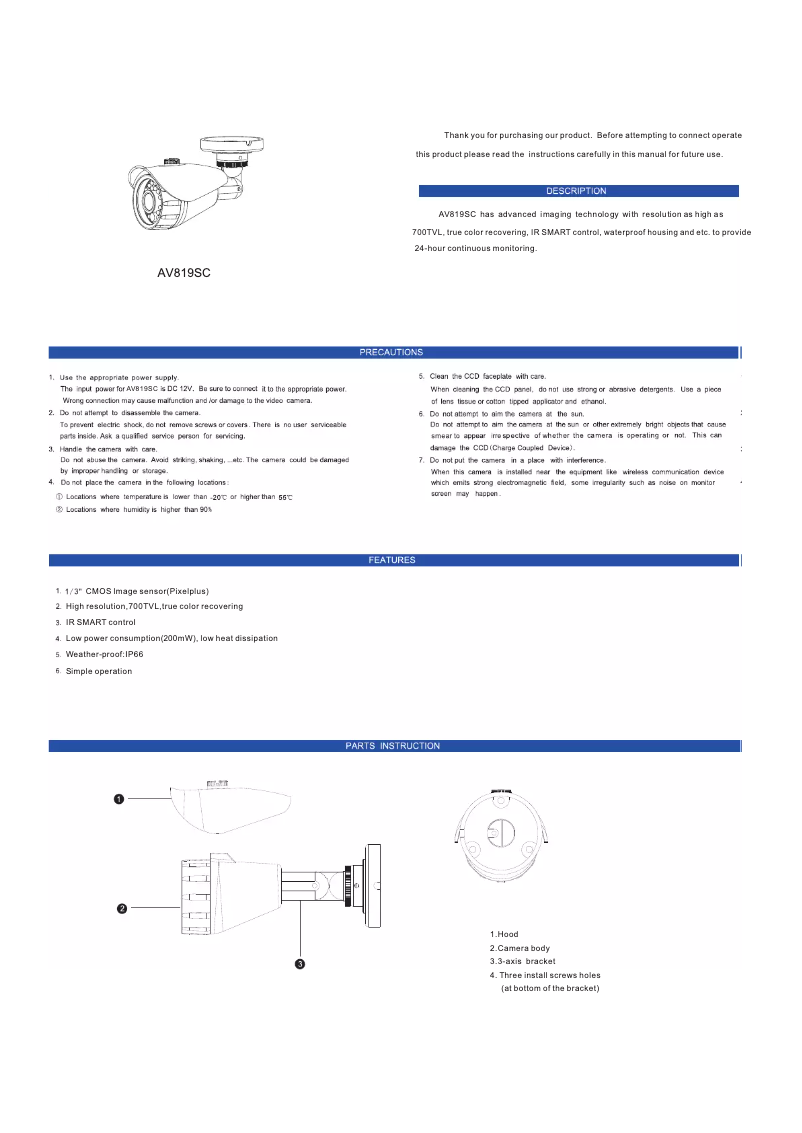Página 1 del manual Manual de usuario AVUE AV819SC