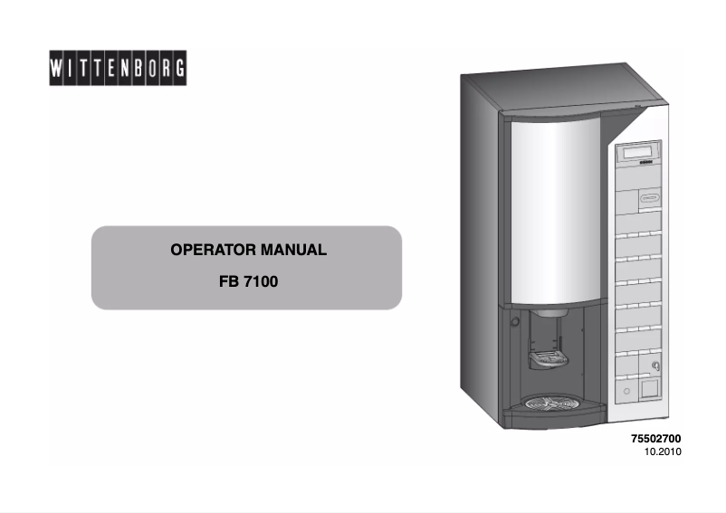 Page n°1 - Manuel utilisateur Wittenborg FB 7100