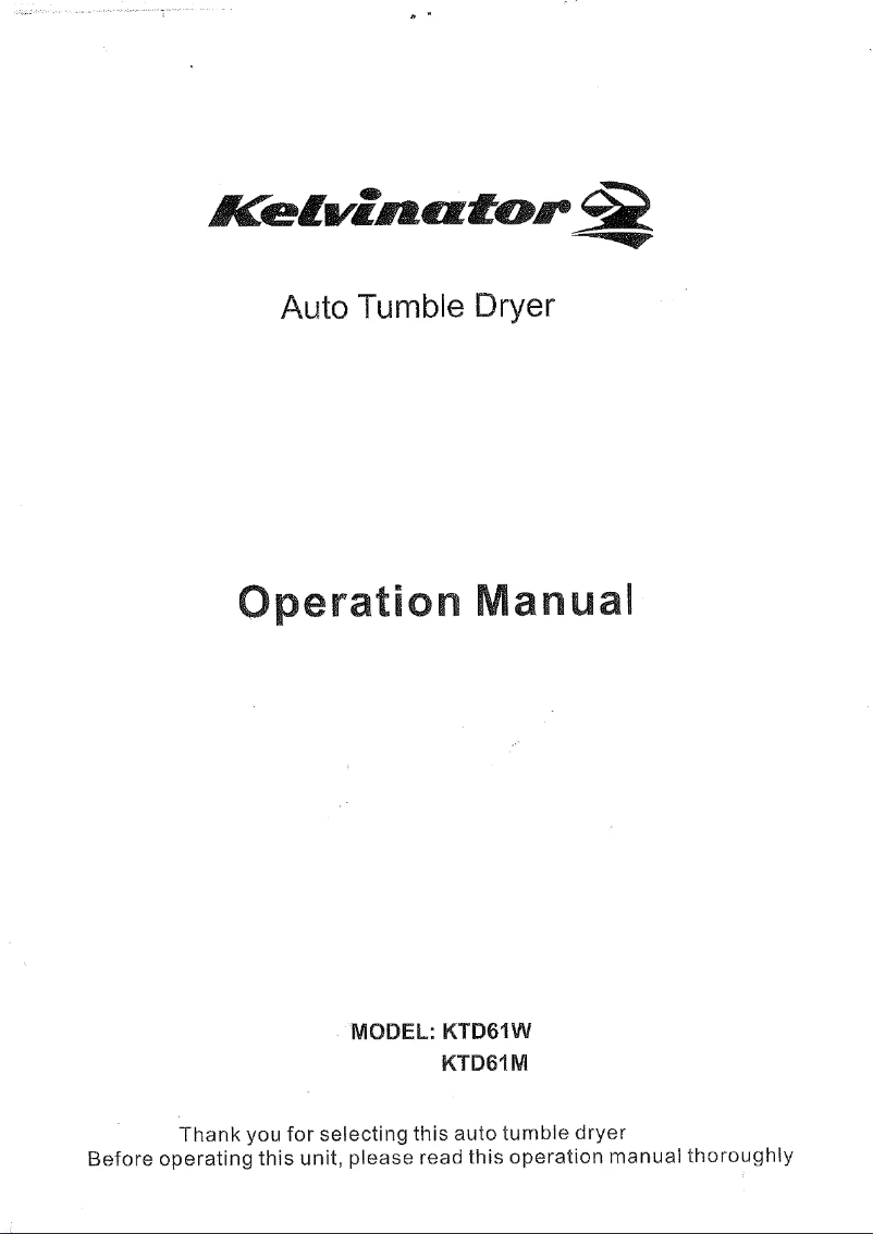 Image de la première page du manuel de l'appareil KTD61M